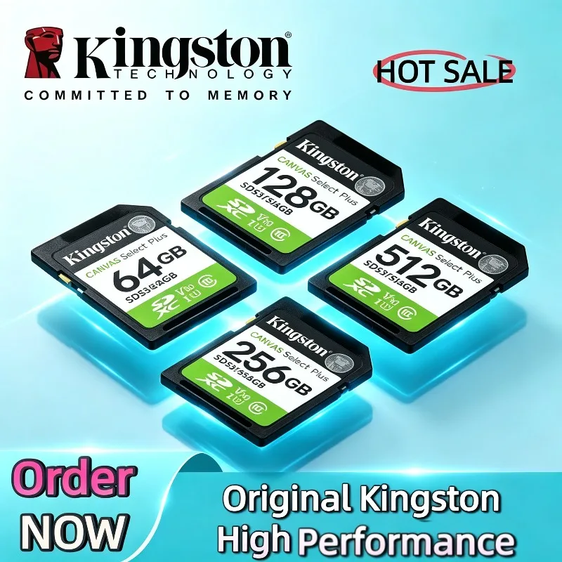 2026 NEW Kingston SD Card Canvas Select Plus 100MB/s Read SDS2 Class10 32-256GB Portable Flash Storage Card For Camera