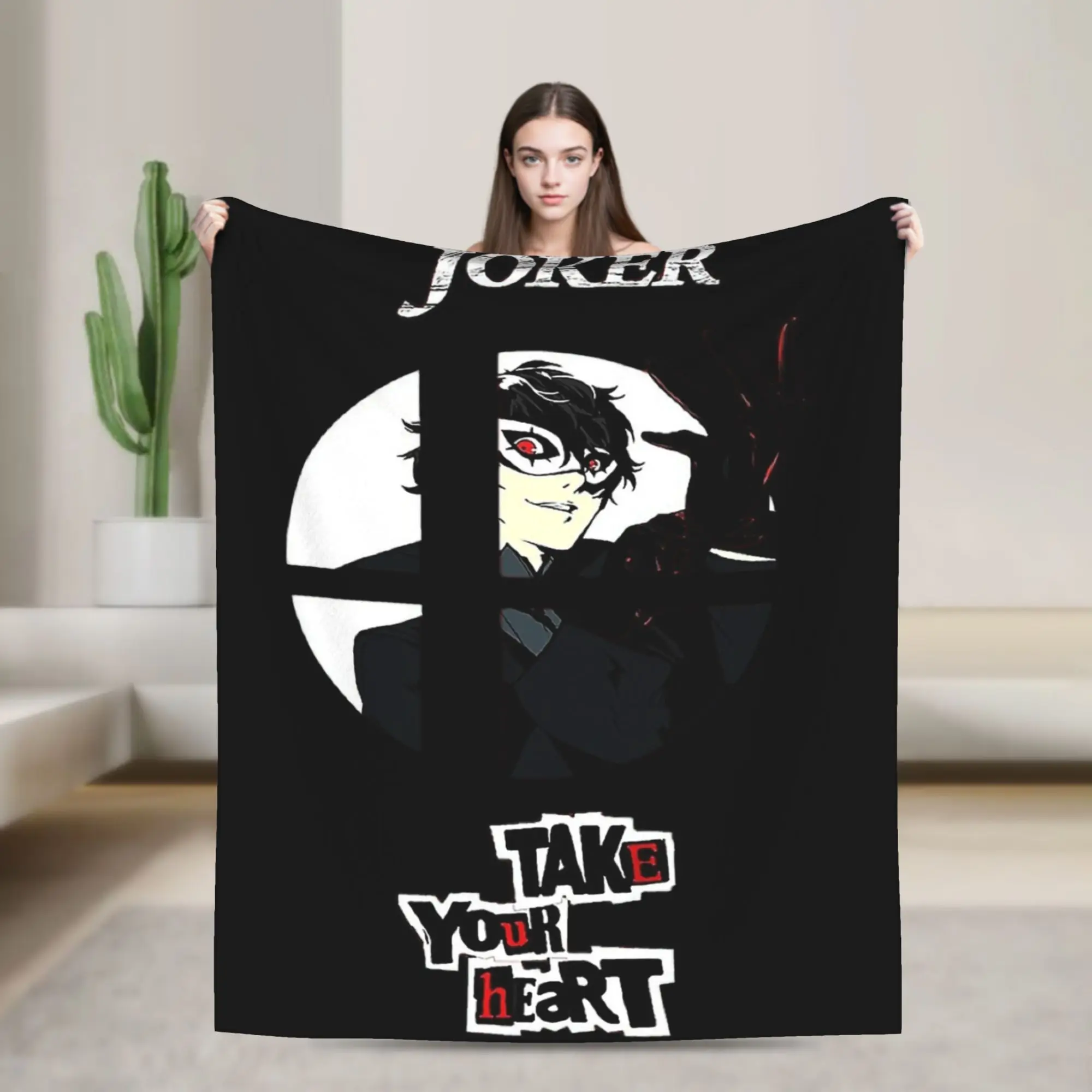 Persona  Joker Is Here to Take Your Heart Blanket  Flannel Awesome Breathable Throw Blankets for Coverlet Summer