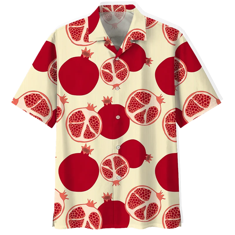 

Lemon Pattern Outdoor Shirts Men 3D Printed Tropical Fruits Short Sleeve Button Blouse Streetwear Oversized Lapel Hawaiian Shirt