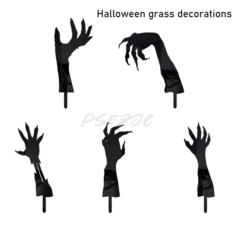 Halloween Props Plug Insert Creative Outdoor Courtyard Decoration Witch Arm Black Acrylic Silhouette Ghost Hand