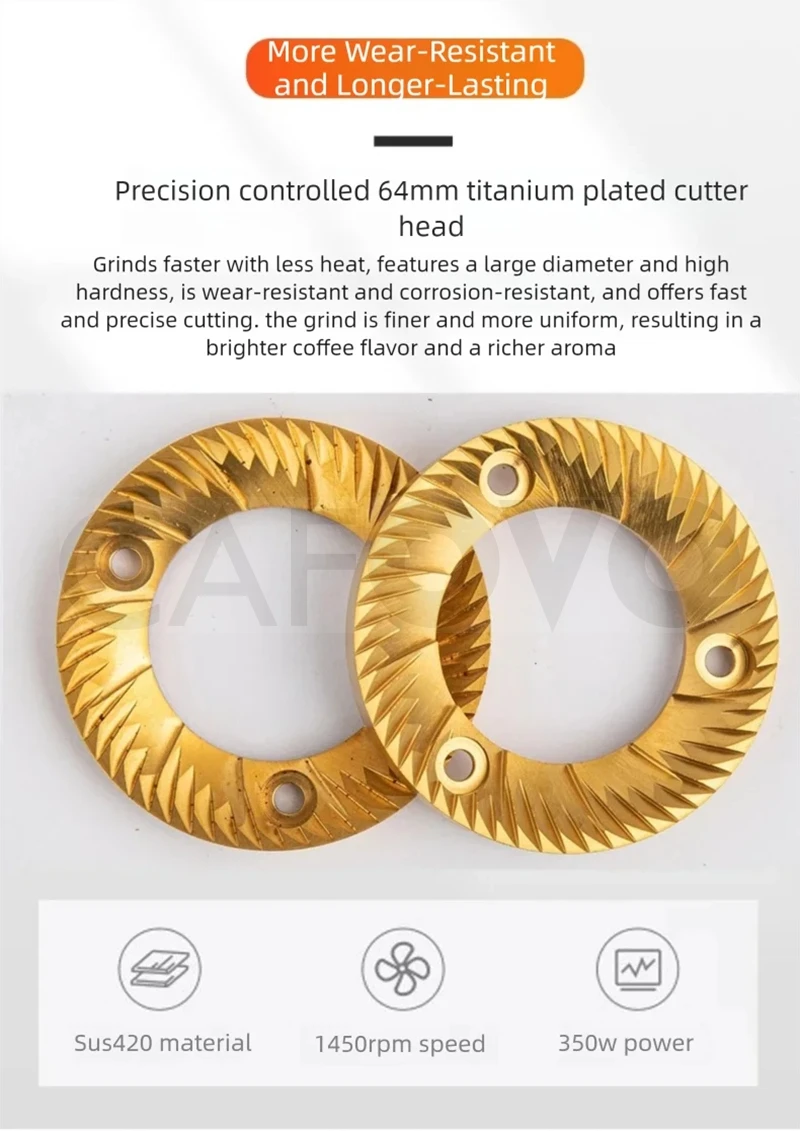 CAFOVO KG4SC Профессиональная количественная кофемолка для взвешивания, 64 мм, плоские заусенцы, сенсорный экран, кофемолка для эспрессо для домашнего бариста