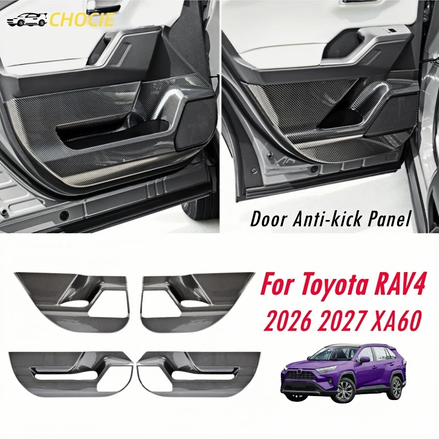 ABS Carbon Fiber Door Anti-kick Panel Cover Trim for Toyota RAV4 2026 2027 XA60 Car Door Protector Waterproof Dustproof 4PCS Set