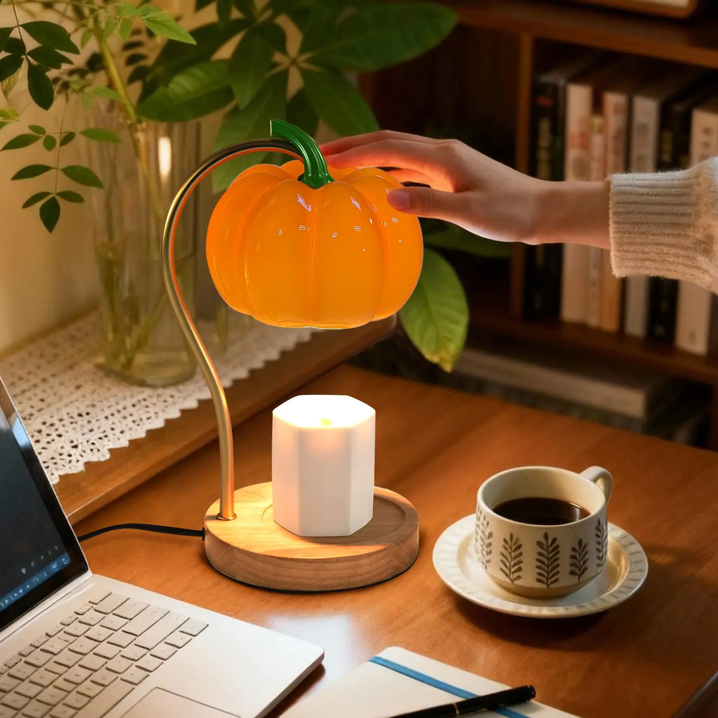 Pumpkin aromatherapy wax melting lamp timed candle aromatherapy desk lamp helps sleep home bedside ornament