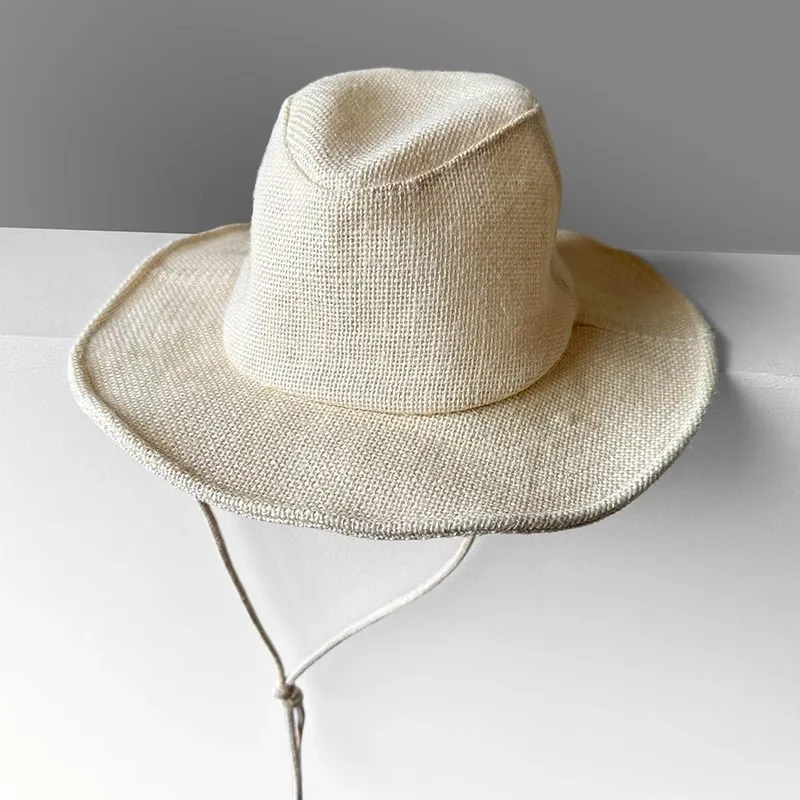 

UMI MAO Spring Summer Breathable Coarse Linen Beige Fisherman Hat For Women, Casual Outdoor Sports Sunshade Sun Protection