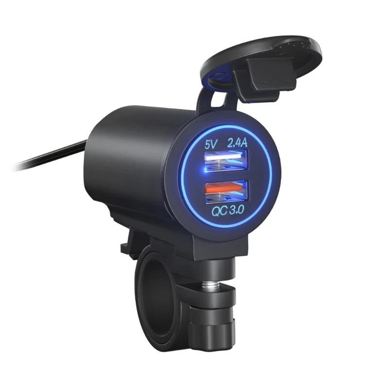 

Auto Car Quick Dual USB Port Cigarette-Lighter Laptop Portable Adapter Flash Charging with Switch