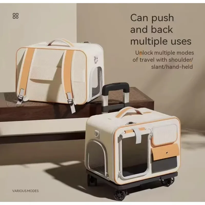 Pet Rolling Suitcase for Outdoor Use - Portable cat Luggage Cart - Dog Large Capacity Stress-resistant Backpack - cat Box