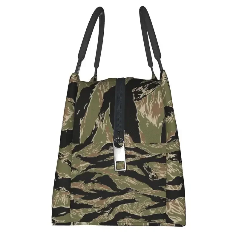 Tiger Stripe Camo Insulated Lunch Bags for Women Military Tactical Camouflage Cooler Thermal Lunch Tote Beach Camping Travel