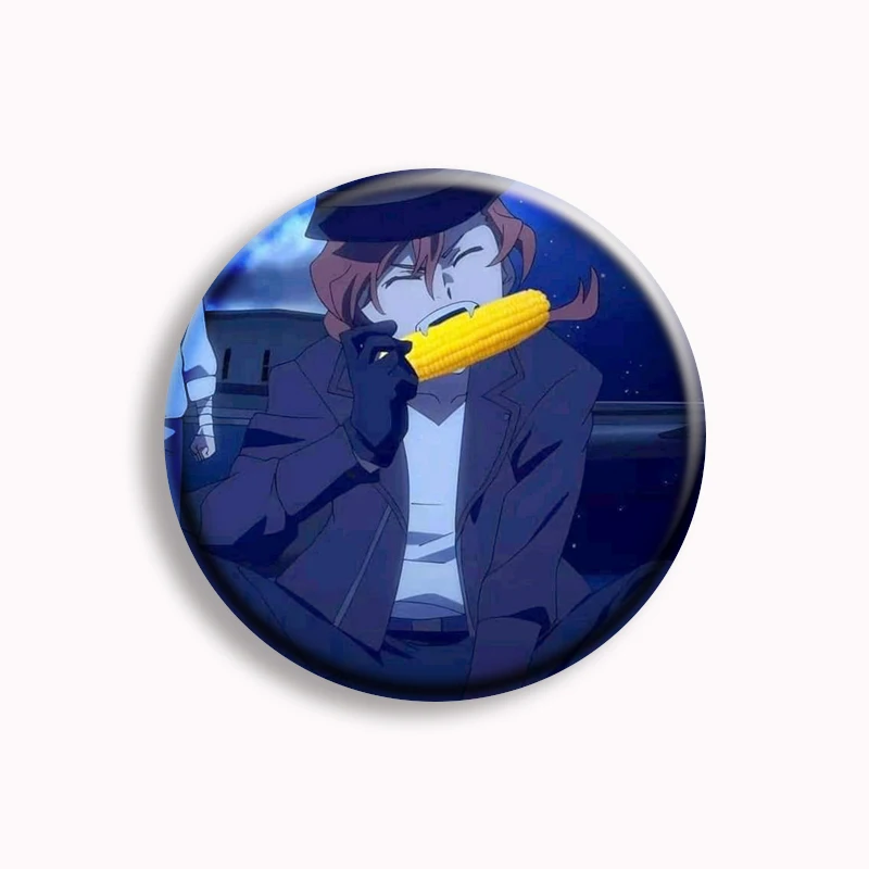 Anime Bungou Stray Dogs Button Pin Creative Cartoon Character Osamu Nakahara Dazai Chuya Brooch Badge Fans Collect Decor 58mm