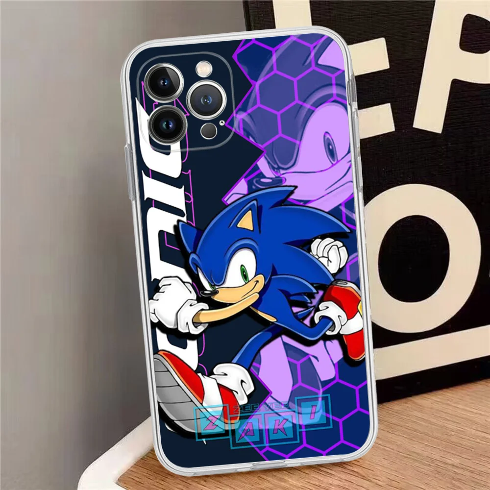 Anime Cartoon S-Sonics H-Hedgehogs Phone Case Silicone Soft For Iphone 15 14 13 12 11 Pro Mini XS MAX 8 7 6 Plus X XS XR Cover