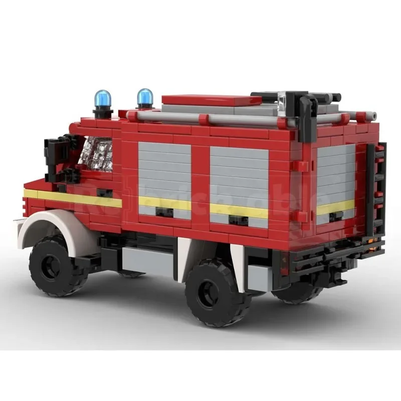 City MOC-266804 Traffic Fire Emergency Rescue Fire Truck Model, 430 Pieces, Adult Birthday Christmas Building Block Toy Gift