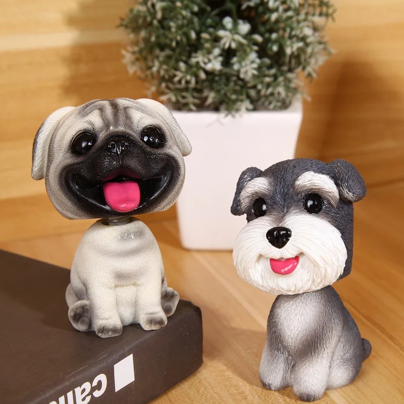 Simulation Dog Miniature Figurine Animal Model Pug Bichon Frise Samoye Schnauzer Home Decor Fairy For Car Decoration Accessories