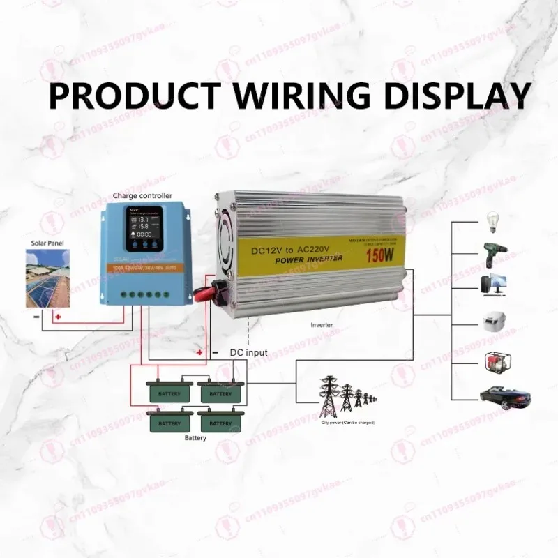 150 Watt Portable Power Converter Single Phase DC12V To AC220V Inverter with Fan Cooling Clip