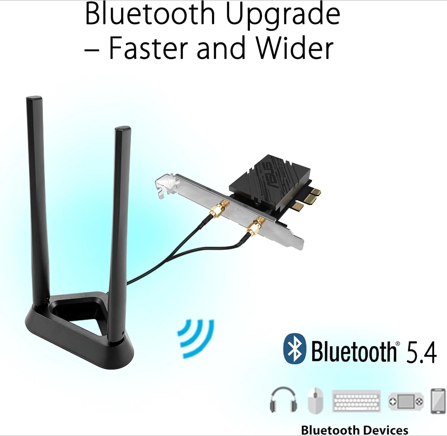 

PCE-BE92BT WiFi 7 PCI-E Adapter with 2 External Antennas. Supporting 6GHz Band, 320MHz, Bluetooth 5.4, WPA3 Network Security