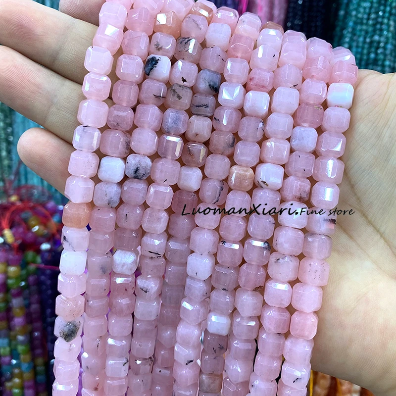 9 مللي متر الأوجه مربع الحجر الطبيعي التورمالين العقيق فضفاض خزر عازل لصنع المجوهرات سوار ذاتي الصنع إكسسوارات جذابة #4