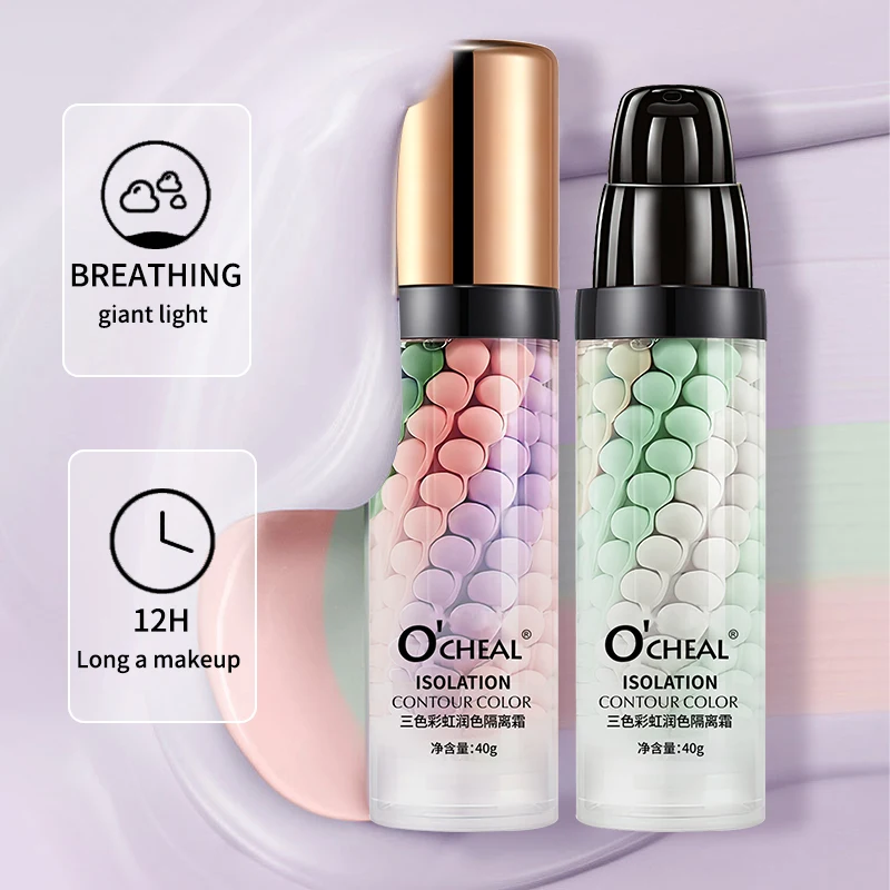 OCHEAL One-Step Three Color Contour Isolation Primer Moisturizing Hydrating Cream Corrector Foundation Face Care Makeup Cosmetic