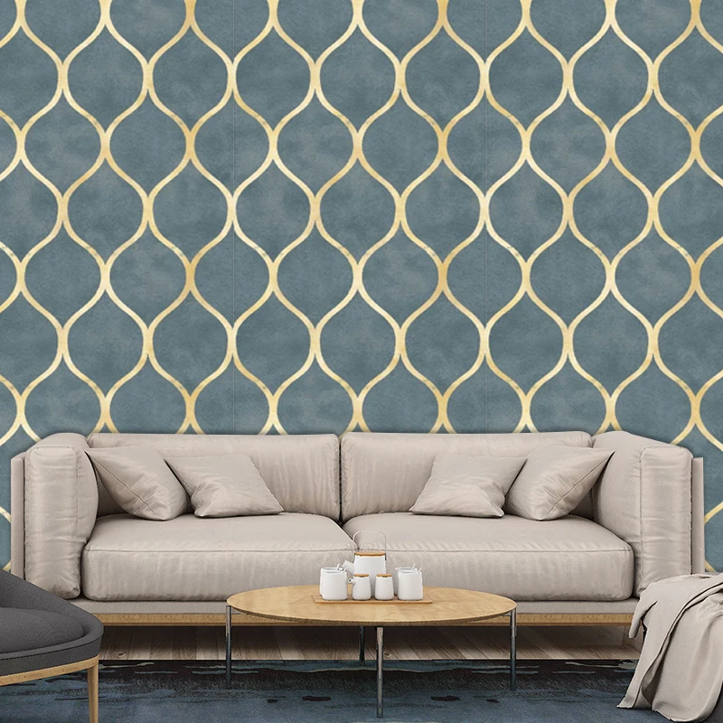 Golden Geometric Vinyl Wall Decoration Self Adhesive Wallpapers Bedroom Study Living Room Furniture Makeover Home Decor Stickers