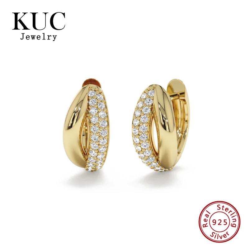 

Fine Jewelry Designer Earrings Women 925 Sterling Silver Double Zircon Huggies Luxury Zircon Hoop Earrings