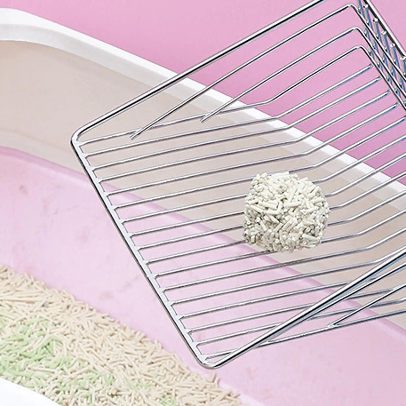 Chrome Plated Iron Cat Litter Sifter with Wooden Handle Deep Scooper Shovel for Kitty Waste Dog Poop Indoor Cleaning