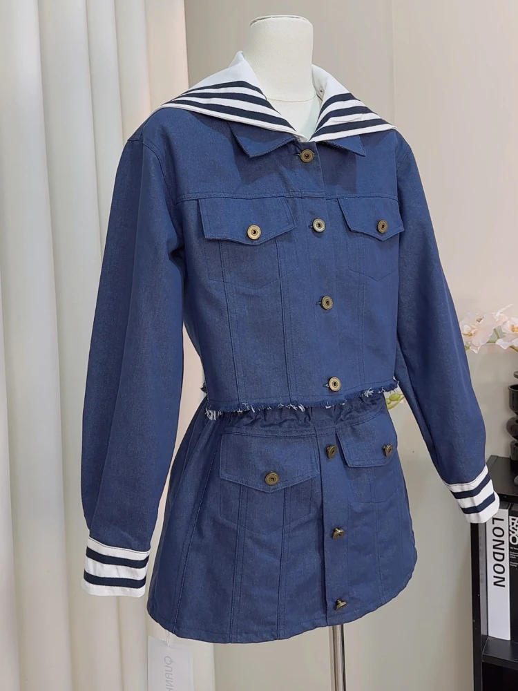 

Autumn Naval Elegant Preppy Style 2 Piece Sets Women's Sailor Collar Design Mini Skirt Suit Female Chic Korean Popular Clothes
