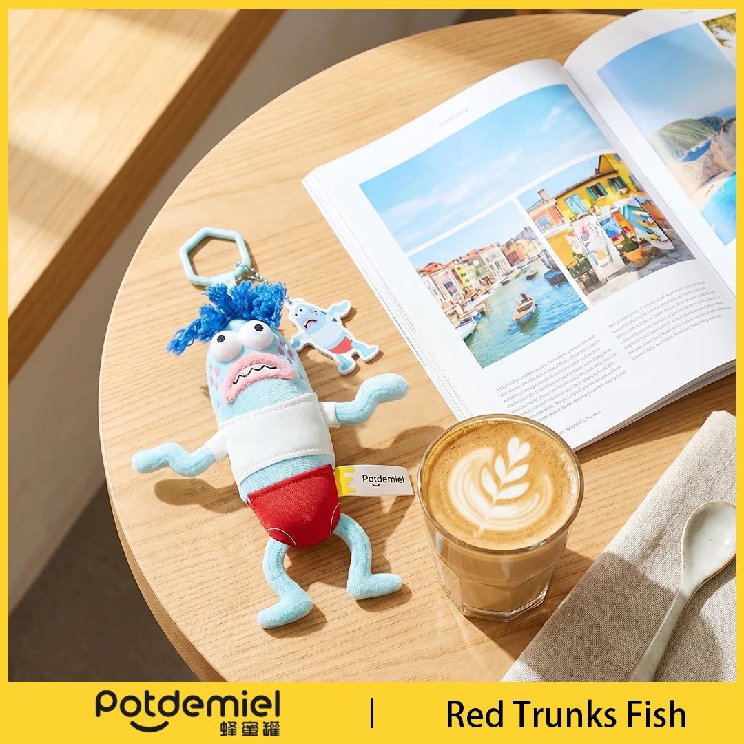 Potdemiel SpongeBob Red Trunks Fish Plush Bag Charm Pendant Retro Beach Theme Doll Backpack Pendant Kids Gift Collectible Figure view 3