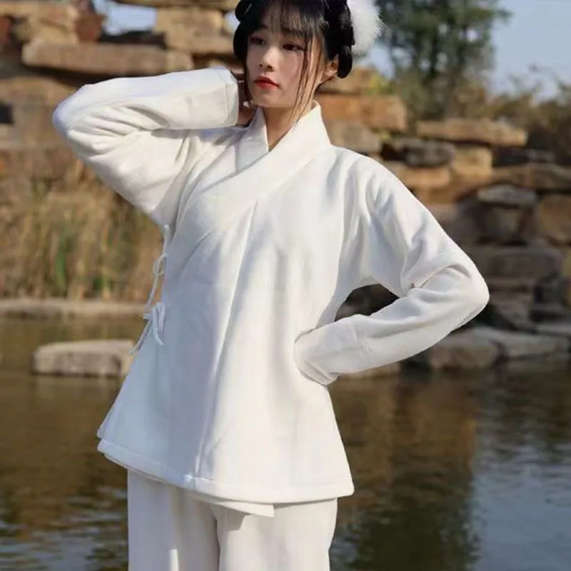 Hanfu Winter Woman Man Couple Matching Outfits Clothing Unisex Tops Pants White Innerwear Thicken Homewear Loungewear Underwear