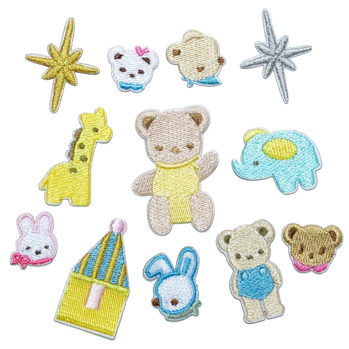 Cute Little House Small Animal Bear Embroidery Patch DIY Hairpin Decorative Cloth Sticker Bag Cartoon Self-adhesive Patch