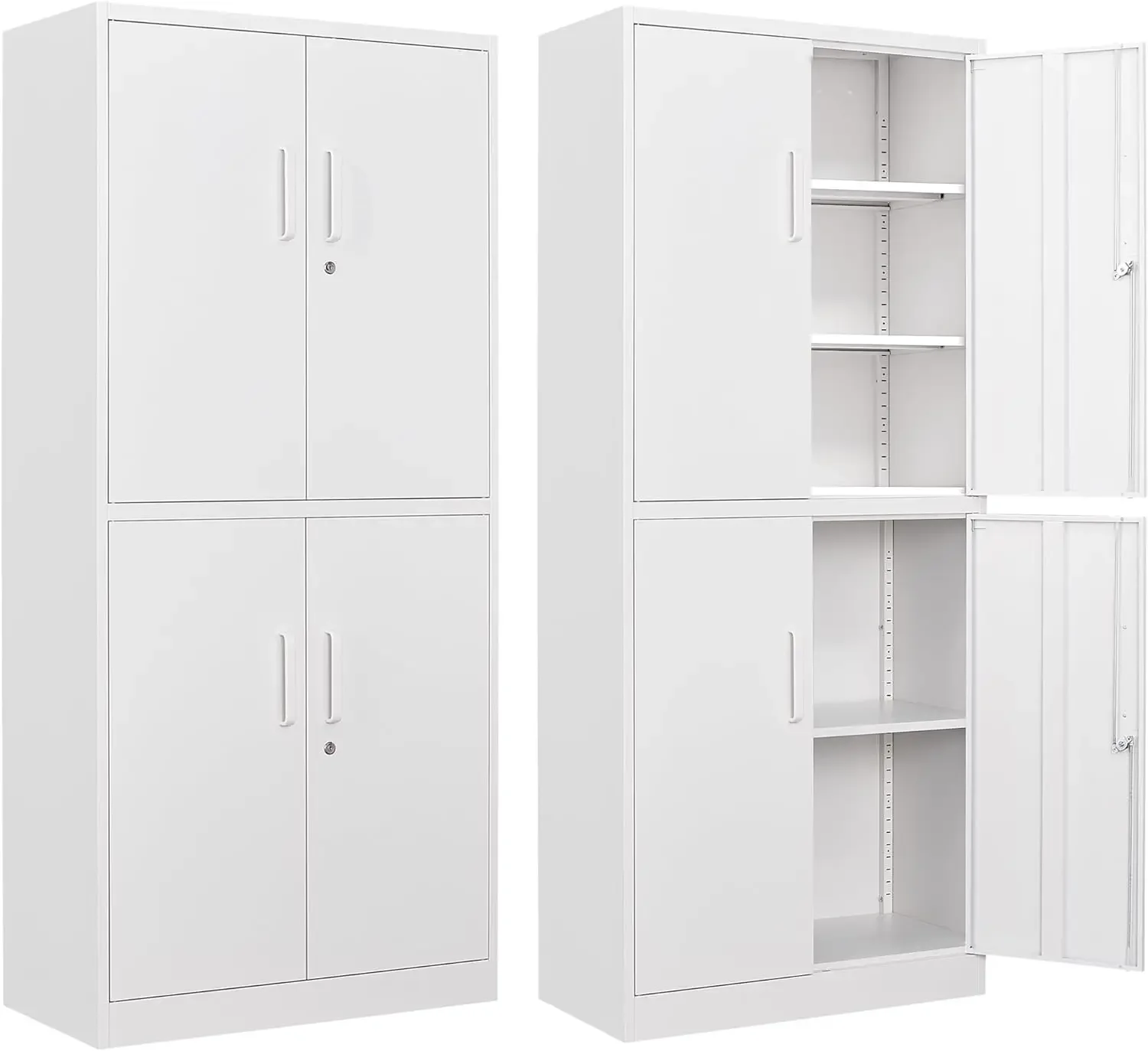 Metal Storage Cabinet with Lock Door, Adjustable Shelf Steel Cabinets for Office, Home,Pantry,Kitchen,Garage Utility Cabinet