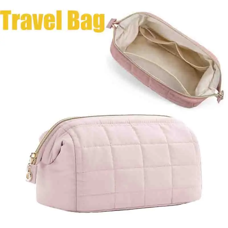 

Large Capacity Travel Bags Cloud Bags Quilted Down Silk Cotton Cosmetic Bags Portable Travel Storage Waterproof Toiletries Bags