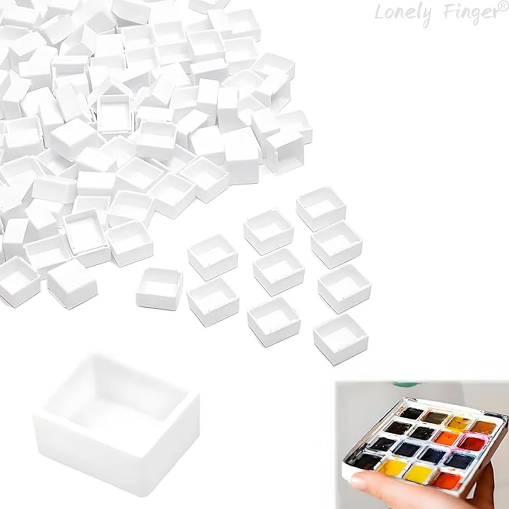 50/100/200 Stück leere Aquarell-Halbpfannen, ideal für Aquarell- und Acrylfarben, perfekt für Reisekünstler