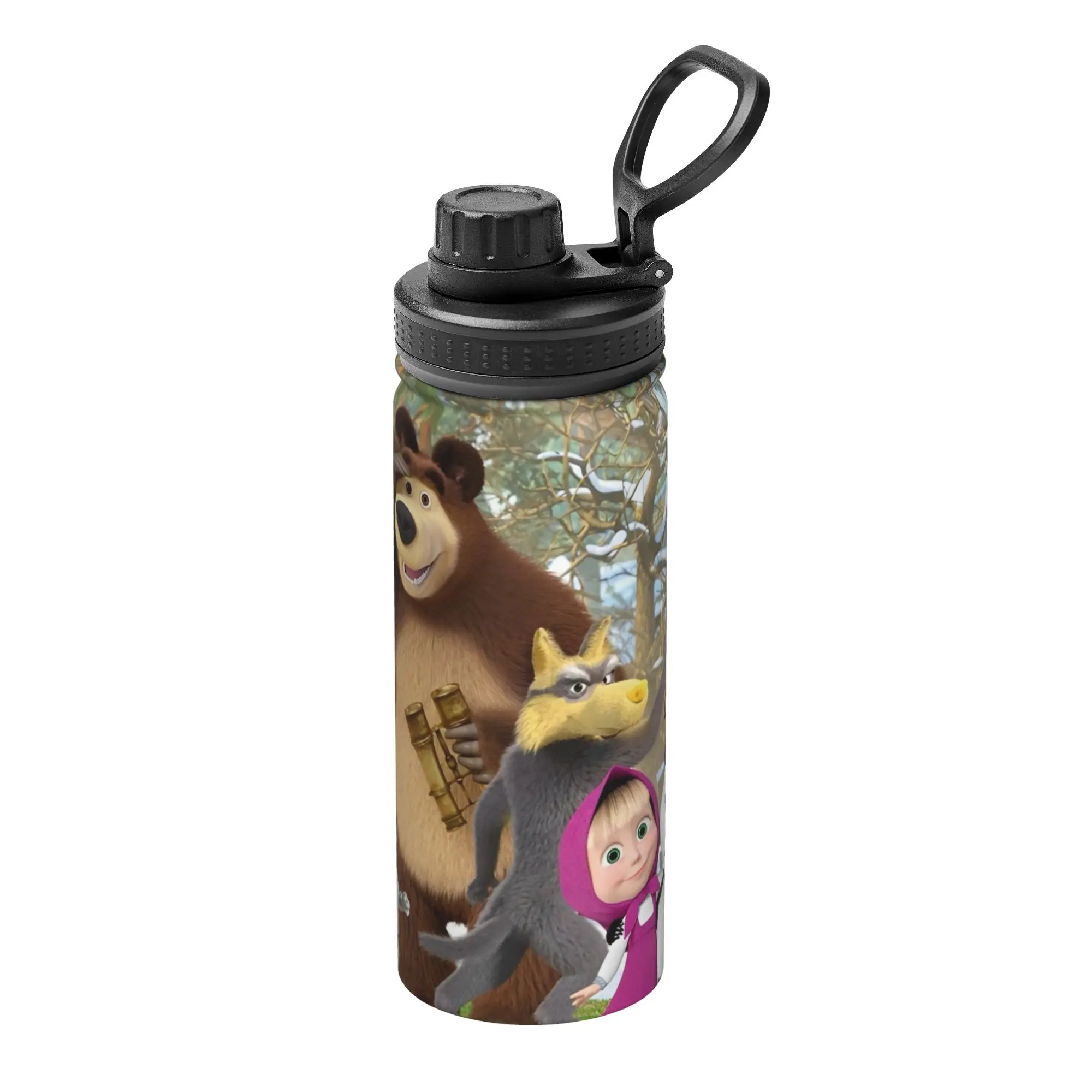 

Cute Cartoon M-Masha and Bear 18OZ Sports Insulated Kettle Coffee Cups Stainless Steel Car Mug 18OZ