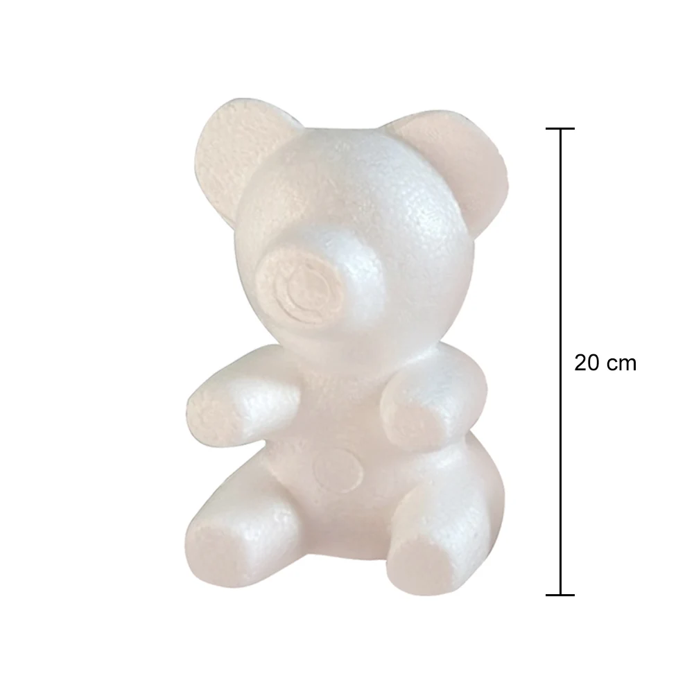 Oso de espuma de poliestireno, molde de oso blanco en forma de oso de 20CM para boda, Día de San Valentín, decoración del hogar