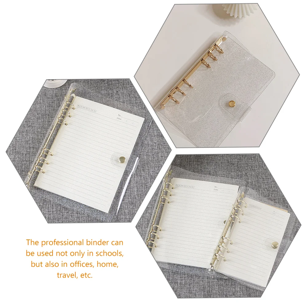 

Glitter Binder A5 Cover Stainless Steel Ring Plastic Small Notebook Refillable Planner Professional Metal Binder Office Supply
