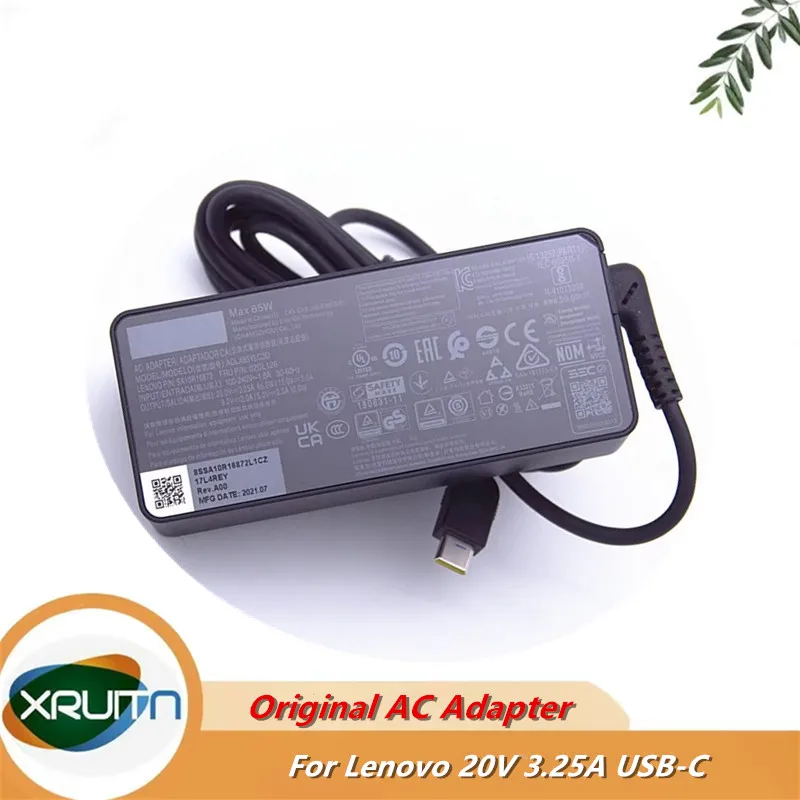 

Original 65W USB/Type-C Laptop Power Adapter For Lenovo ThinkPad E480 E490 X280 X380 L390 L480 T480 T490 T580s Charger Supply