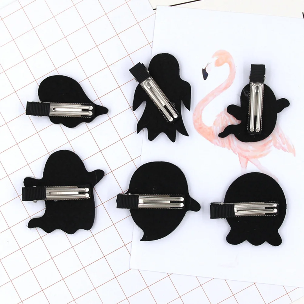 

12Pcs Halloween Ghost Hair Clips Felt Covered Korean Style Black White Cartoon Party Hairpins Children Hairpins Safe Kids Clips