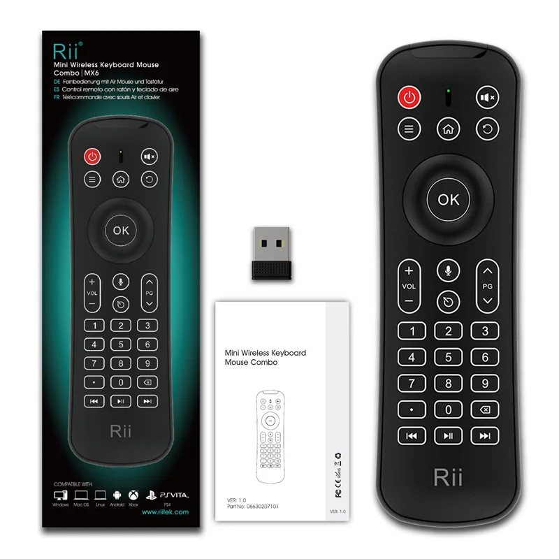 Rii Mini MX6 2.4G Mini Wireless Keyboard With Mouse Remote control Compatible For Windows Android TV Box Smart TV