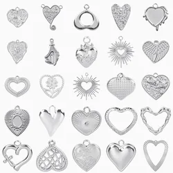 6pcs Titanium/Stainless Steel Heart Charms For Jewelry Making Supplies Fashion Diy Love Pendant Wings Flower Landscape Materials