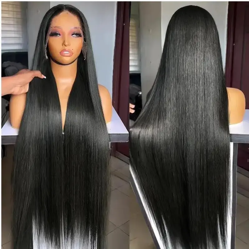 Natural Black 22 Inches 13X6 HD Lace Front Wig 13X4 Straight 180 Density  Pre-Plugging Closure for Women Human Hair Wig