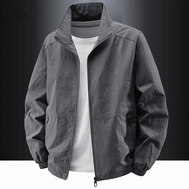 

2025 Mens Jacket Spring Autumn New Outdoor Casual Stand Collar Youth Student Workwear Coat Fashion Top Trendy Outerwear