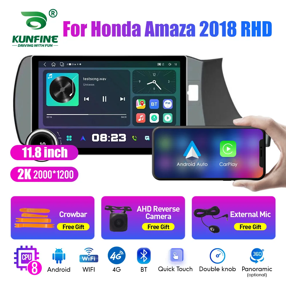 

11.8 Inch 2K Double Knobs 2 Din Car Radio For Honda Amaza 2018 Car Radio DVD Multimedia Video Player Android Auto Carplay