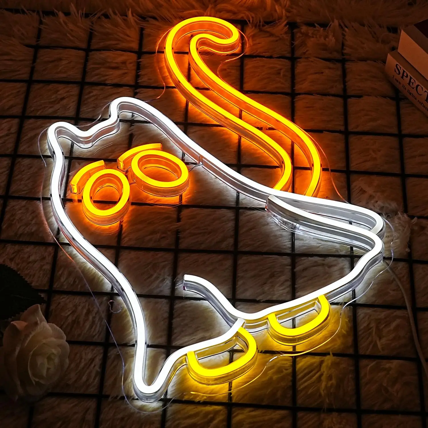 Hobby Cat Halloween Neon Sign Dimmable Halloween Room Decoration Ghost Neon Sign for Party Bar Living Room Lamp Halloween Gift