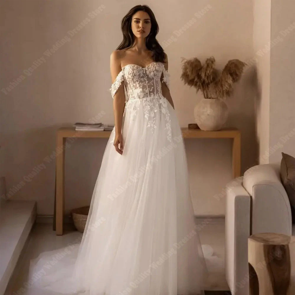 Vestidos de casamento femininos, lindos vestidos de noiva, elegante vestido de princesa, linha A, festa de noivado, 2024