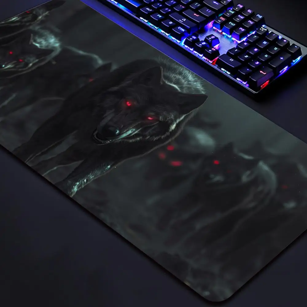 Giant Wolf Fantasy Desk Mat, Extended Large Mouse Pad, XL Gaming Mousepad with Non-Slip Bottom，computer desk decoration