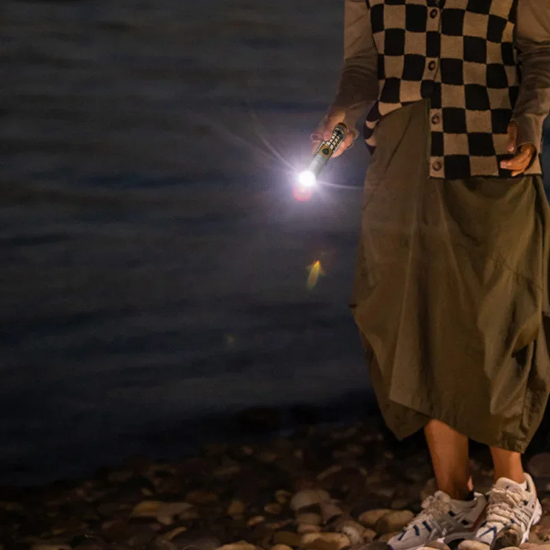 Telescopic Zoom Flashlight 2 Lighting Modes Strong LED Flashlight Type-C Rechargeable Connector Long Range Camping Flashlight