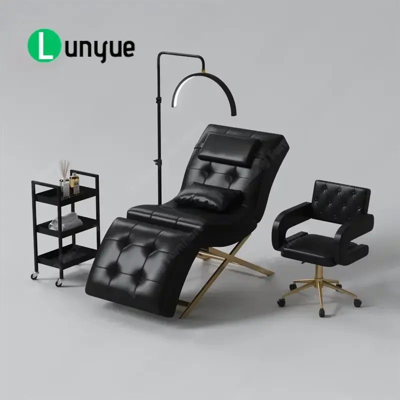 Professional S Shaped Curved Beauty Bed for Spa Facial Tattoo Embroidery Eyelash Treatment Comfortable Furniture