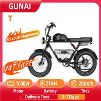GUNAI-T 1000W Electric Bicycle 48V 21AH Battery Adults Electric Bike 20Inch Fat Tyre Mountain Motorcycle, 60KM/H 90KM Mileage