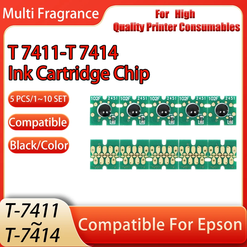 

5 шт./1 ~ 10 комплектов T7411 ~ T7414 чип картриджа с чернилами для принтеров Epson SureColor F6000 F6070 F6200 F6270 F7000 F7070 F7100 F7170 F7200