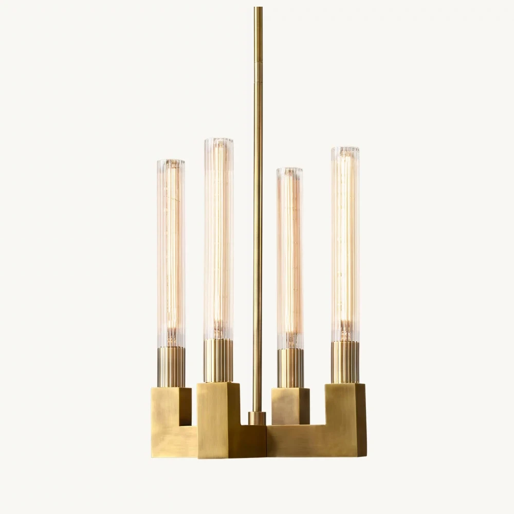 

European Post-modern Copper Chandelier Light Luxury Restaurant Lamp American Light Luxury Villa Living room Bedroom Indoor Light