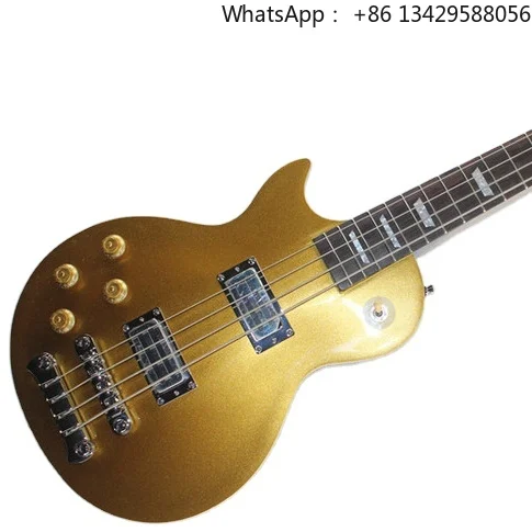 Flyoung Left Handed Electric Bass High Quality Electric Bass Gold Top 4 Strings Bass Guitar