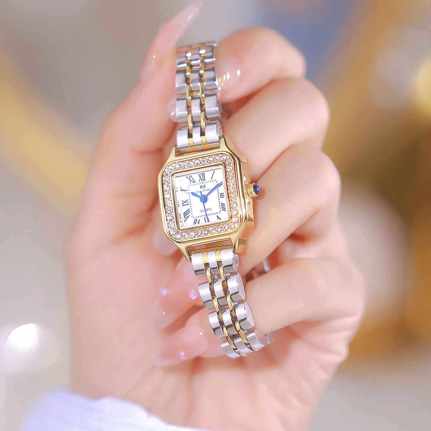 Women Watch Luxury Diamond Roman Dial Ladies Watches Fashion Elegant Stainless Steel Bracelet Square Quartz Female Wristwatch