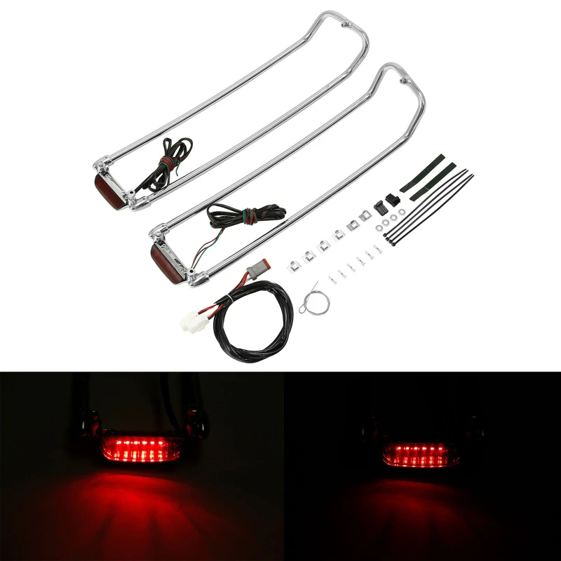 Big glide street side box guard bar with LED lights side box bracket brake lights